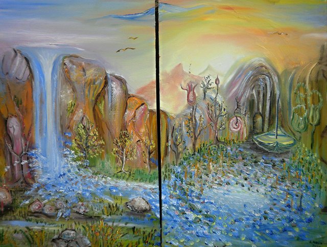 U jezera ve skalách diptych